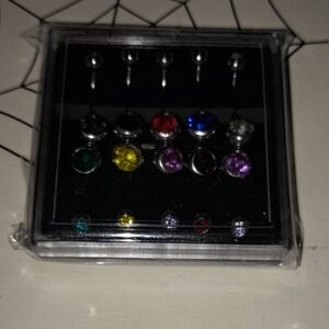 Colorful Gem Curved Bellybutton Rings